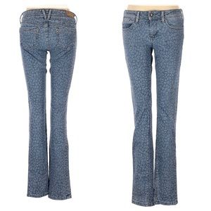 Divine Rights of Denim Blue Gray White Leopard Animal Print Skinny Jeans
